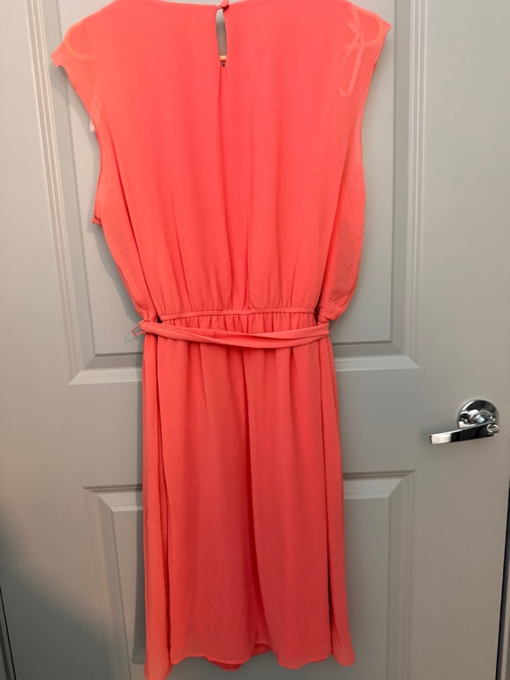 GNW Coral Midi Dress with Ruffle Front and Self-Tie Belt - Picture 2 of 2